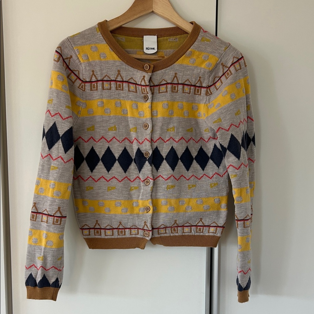 Rütme Multicolor Geometric Cardigan